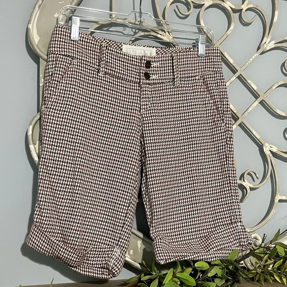 Abercrombie and Fitch Houndstooth Bermuda Shorts Cotton Walking Womens 00